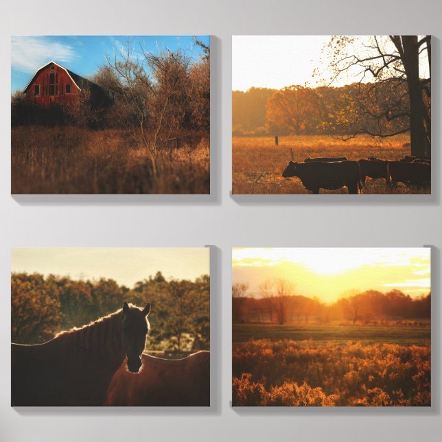 Backroads & Barnwood- Four-Piece Canvas Wall Art  Canvas Photo Tile (Front Set)