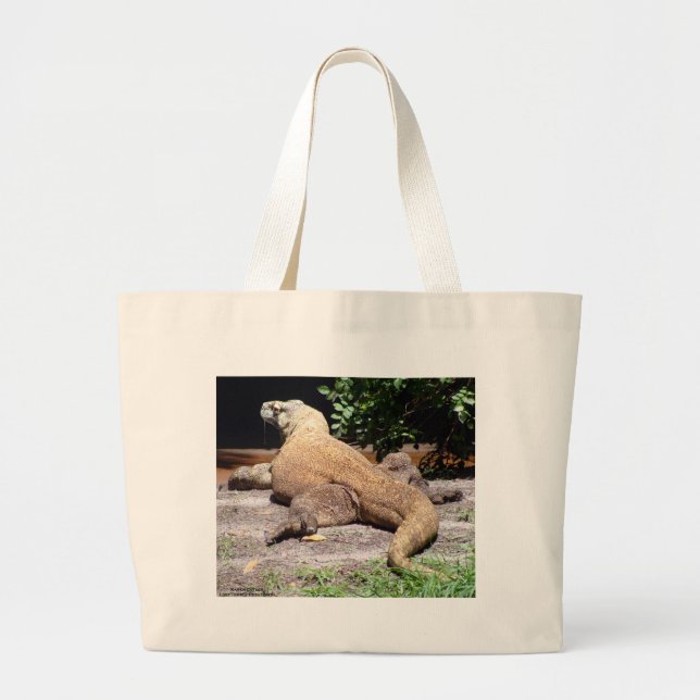Backside of komodo dragon large tote bag (Front)