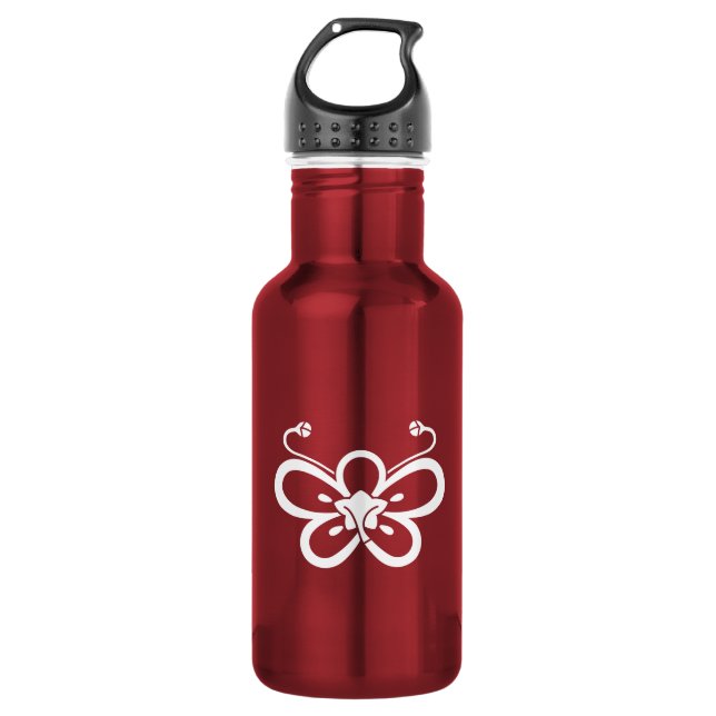 Backside-view shadowed butterfly-shaped ume water bottle (Front)