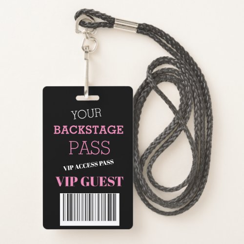 Backstage Festival Black Pink Access Pass VIP   Badge