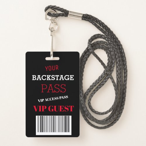 Backstage Music Festival Black Access Pass VIP  Badge