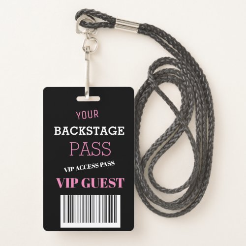 Backstage Music Festival Pink Access Pass VIP  Badge