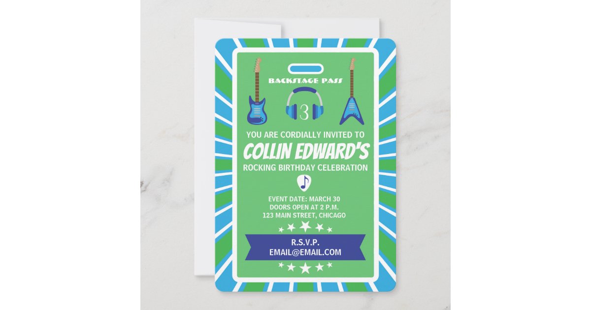 Backstage Pass Birthday Party Invitation | Zazzle