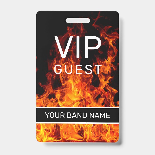 Backstage Pass VIP Custom Band Merch Flame Lanyard Badge (Front)