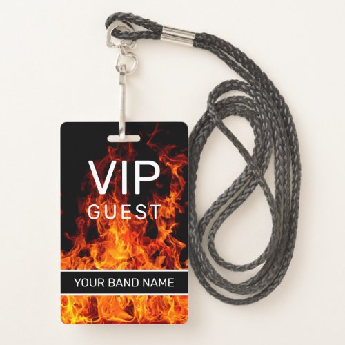 Backstage Pass VIP Custom Band Merch Flame Lanyard Badge