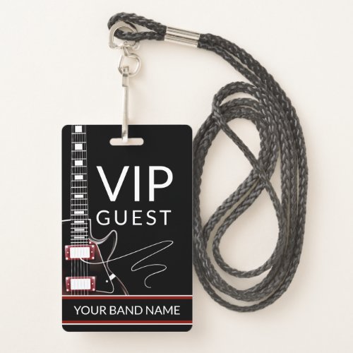 Backstage Pass VIP Custom Band Rock Guitar Lanyard Badge