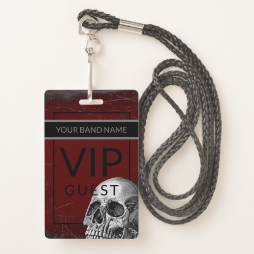 Backstage Pass VIP Custom Name Rock Skull Lanyard Badge