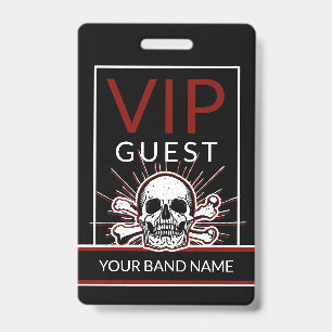 Backstage Pass VIP Custom Name Rock Skull Lanyard Badge