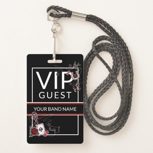 Backstage Pass VIP Custom Name Rockabilly Lanyard Badge