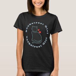 Backstreet Girl with Black Cat in Red Bow Tie T-Shirt