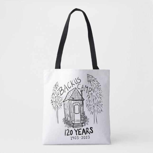 Backus Camp Black and White Tote Bag (Front)