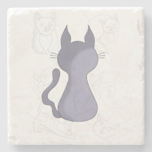 Backward Shy Cat Duvet Cover Stone Coaster