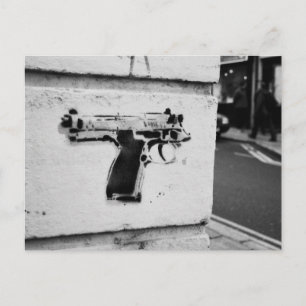 backwards gun stencil graffiti art postcard