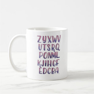 Backwards Watercolor Alphabet Coffee Mug