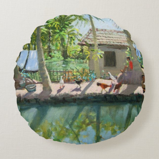 Backwaters India Round Pillow (Front)