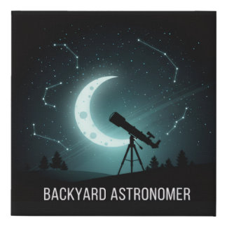 Backyard Astronomer Vintage Stargazing & Cosmos Faux Canvas Print