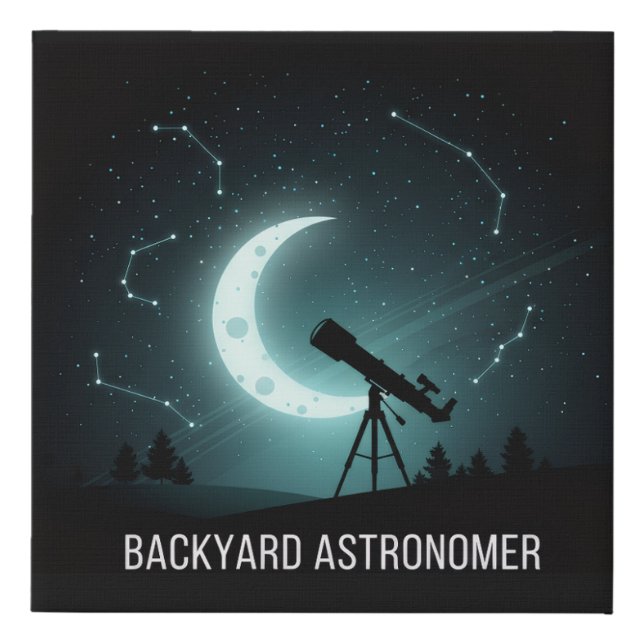 Backyard Astronomer Vintage Stargazing & Cosmos Faux Canvas Print (Front)