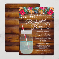 Backyard Baby Q Mason Jar Invitation