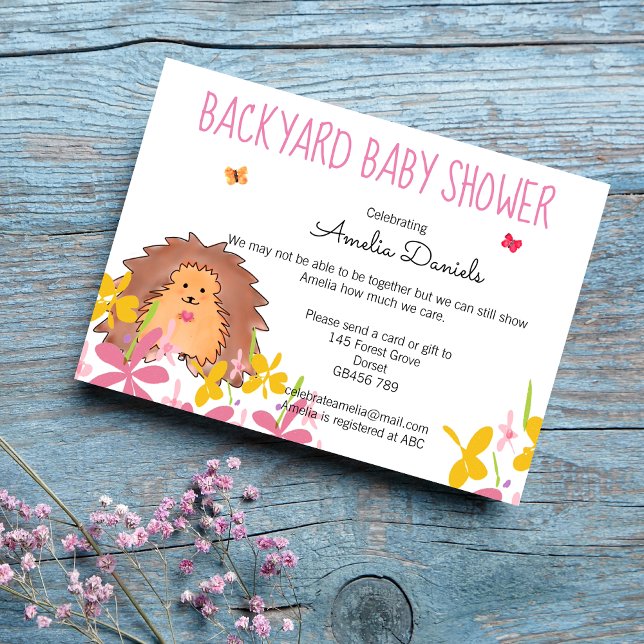 Backyard Baby Shower Invitation with Cute Hedgehog (Creator Uploaded)