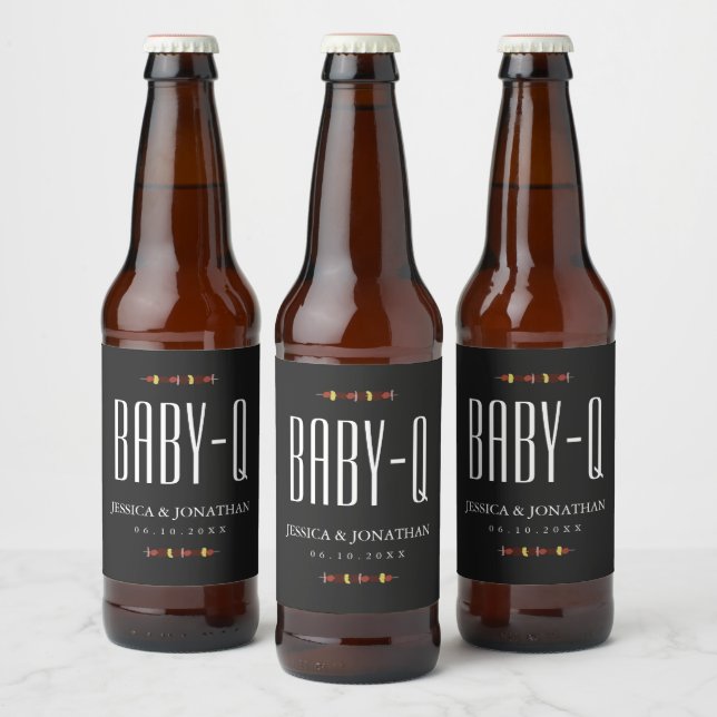 Backyard BabyQ BBQ Baby Shower Couples Beer Bottle Label (Bottles)