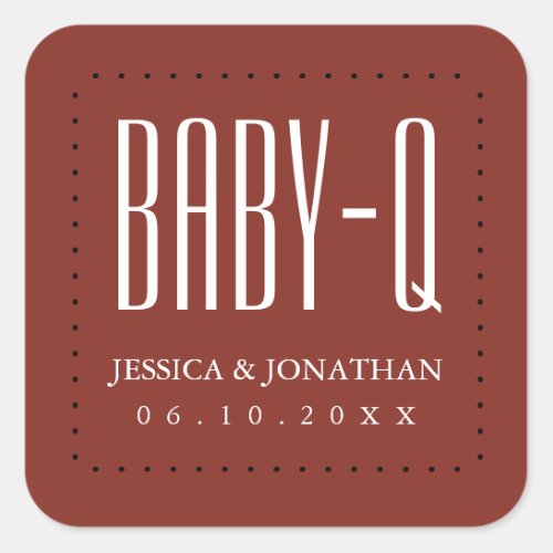 Backyard BabyQ BBQ Baby Shower Couples  Square Sticker