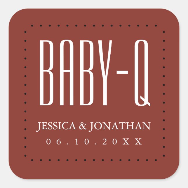 Backyard BabyQ BBQ Baby Shower Couples  Square Sticker (Front)