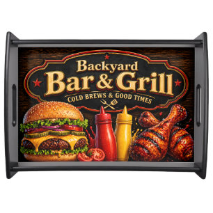 Backyard Bar and Grill, Patio Cookout Food Serving Tray