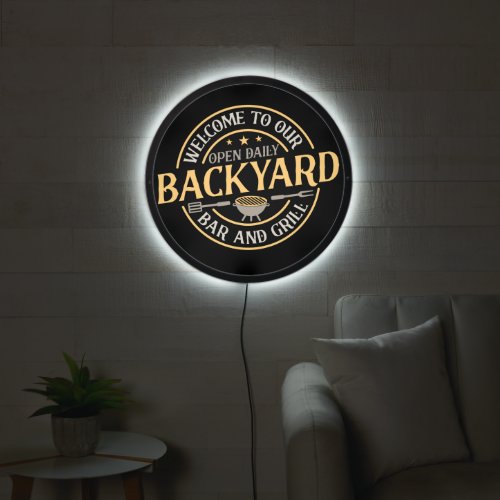 Backyard Bar and Grill Welcome LED Sign