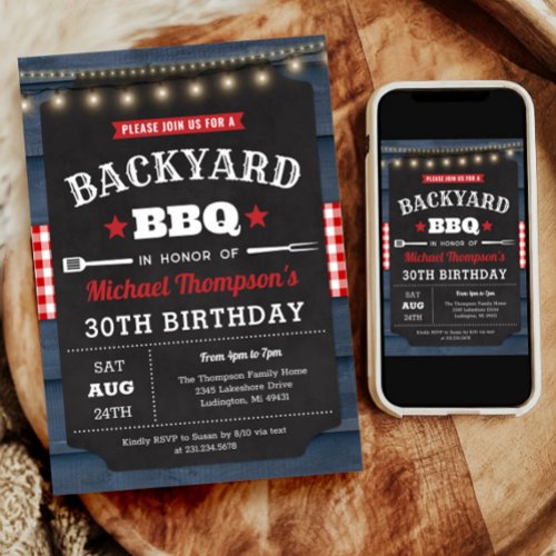 Backyard Barbecue 30th Birthday Invitation