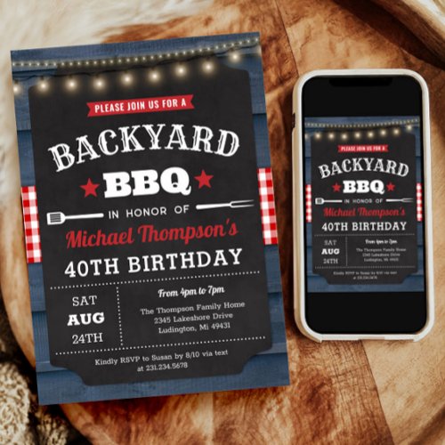 Backyard Barbecue 40th Birthday Invitation