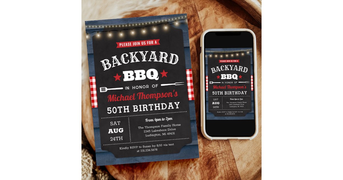 Backyard Barbecue 50th Birthday Invitation | Zazzle