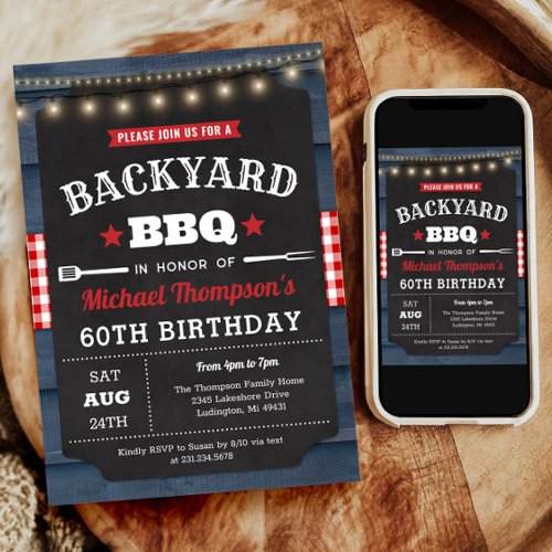 Backyard Barbecue 60th Birthday Invitation
