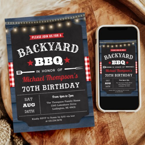 Backyard Barbecue 70th Birthday Invitation