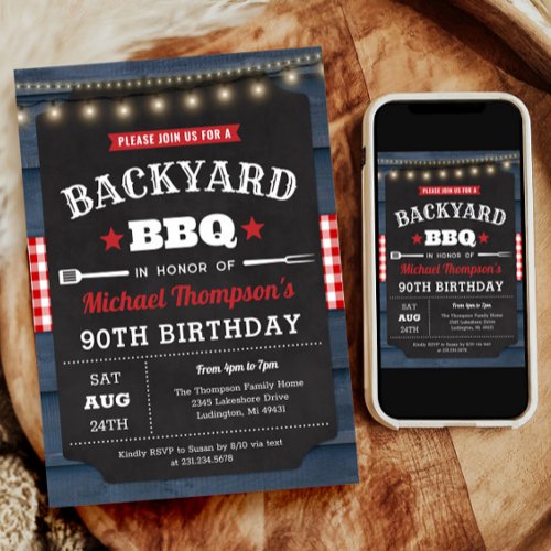 Backyard Barbecue 90th Birthday Invitation