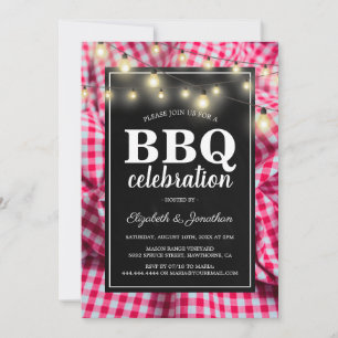 Backyard Barbecue   Rustic Red Checkered BBQ Invitation