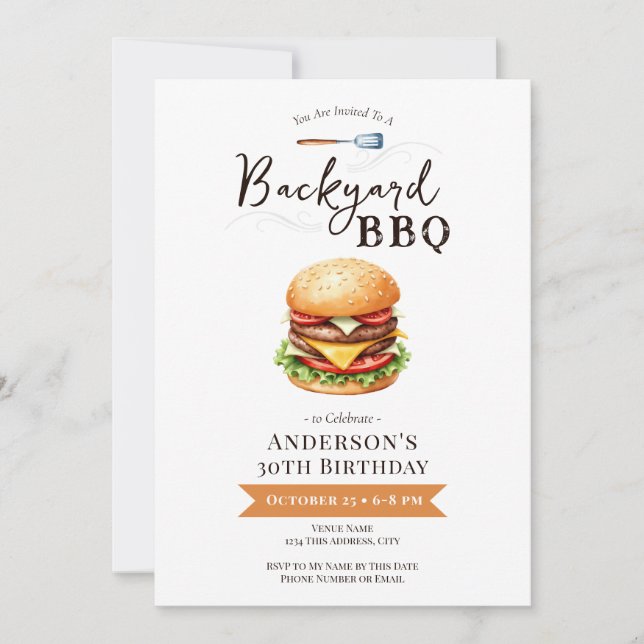 Backyard BBQ 30th Birthday Party Invitation (Front)