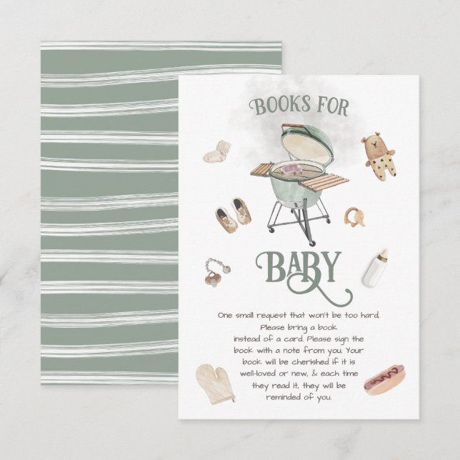 Backyard BBQ Baby-Q Baby Books for baby Invitation (Front/Back)