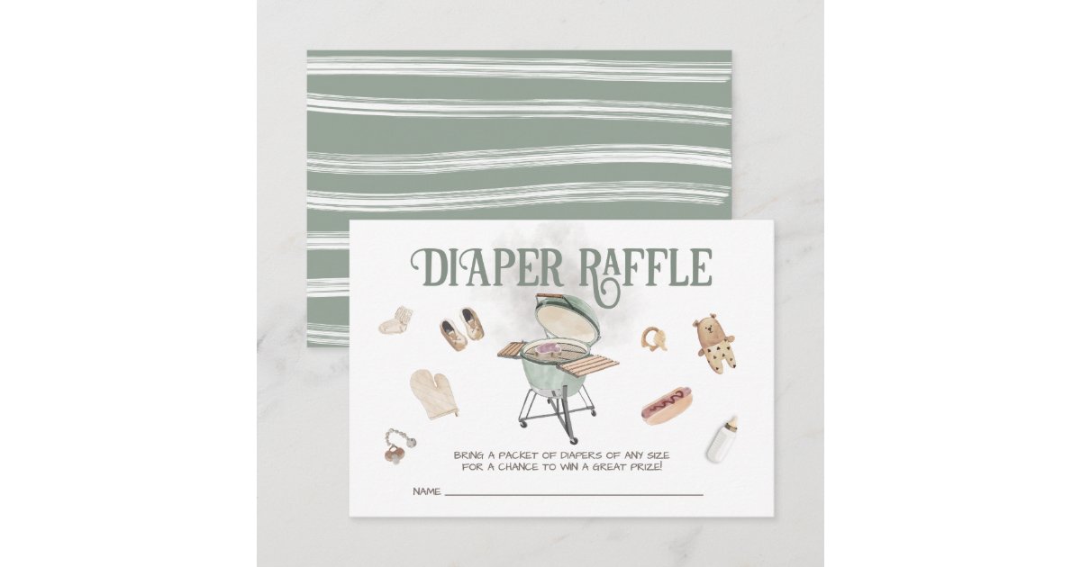 Backyard BBQ Baby-Q Baby Diaper Raffle Invitation | Zazzle