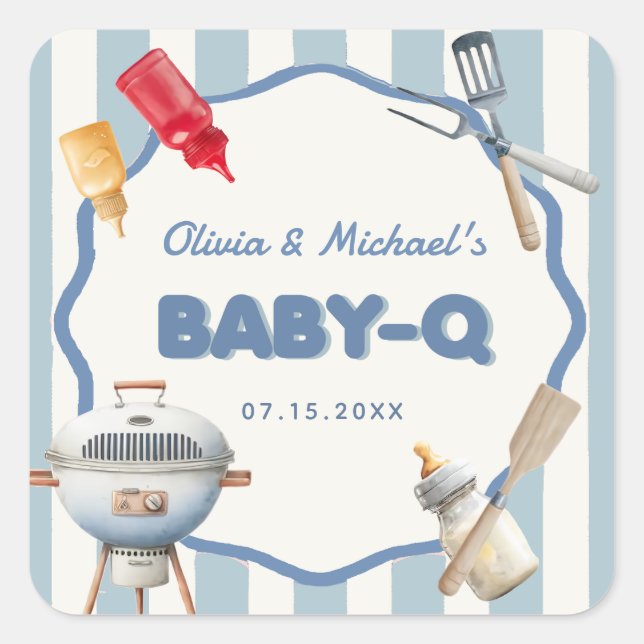 Backyard BBQ Baby Q Baby Shower Sticker (Front)