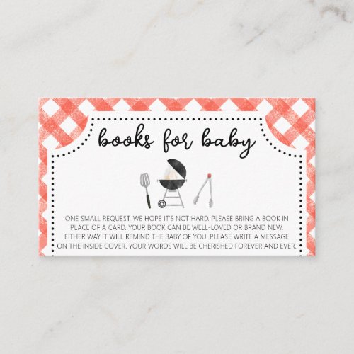 Backyard BBQ Baby Shower Books for Baby Business Card