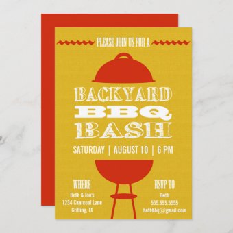 Backyard BBQ Barbecue Bash | Party Invitation 5x7 | Zazzle