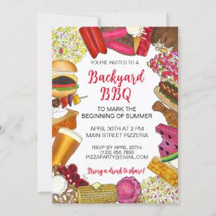 Backyard BBQ Barbecue Cookout Picnic Barbeque Invitation