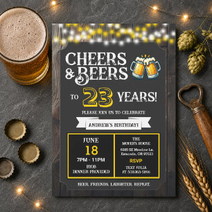 Backyard BBQ Birthday Cheers and Beers to 23 Years Invitation