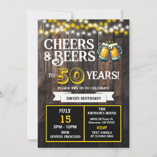 Backyard BBQ Birthday Cheers and Beers to 50 Years Invitation