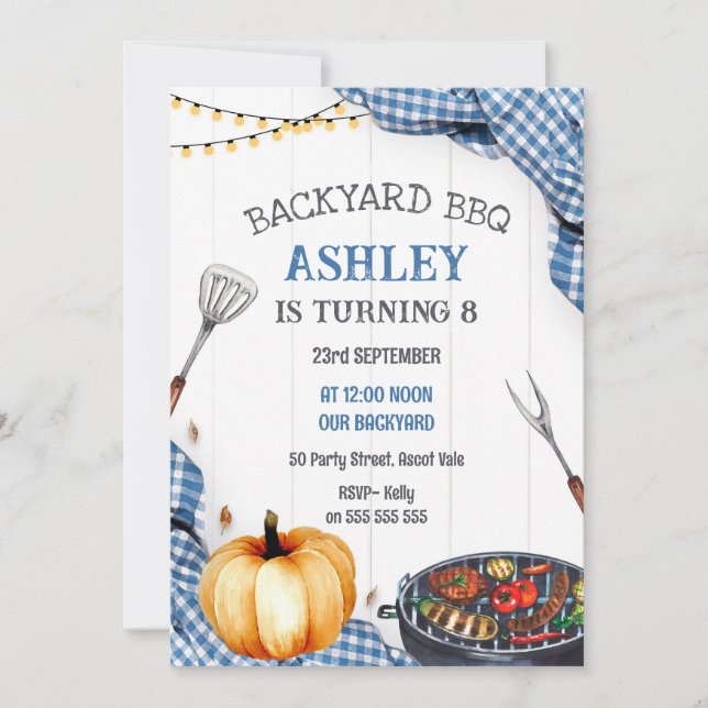 Backyard BBQ Birthday Party Invitation (Front)