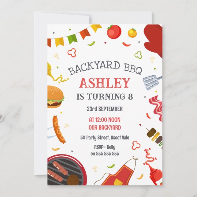Backyard BBQ Birthday Party Invitation (Front)