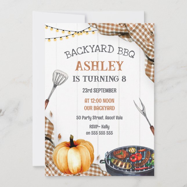 Backyard BBQ Birthday Party Invitation (Front)