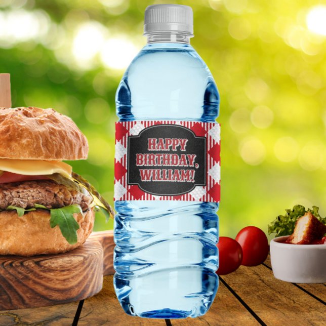 Backyard BBQ Birthday Party Water Bottle Water Bottle Label (Creator Uploaded)