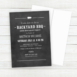 Backyard BBQ Chalkboard Birthday Party Invitation
