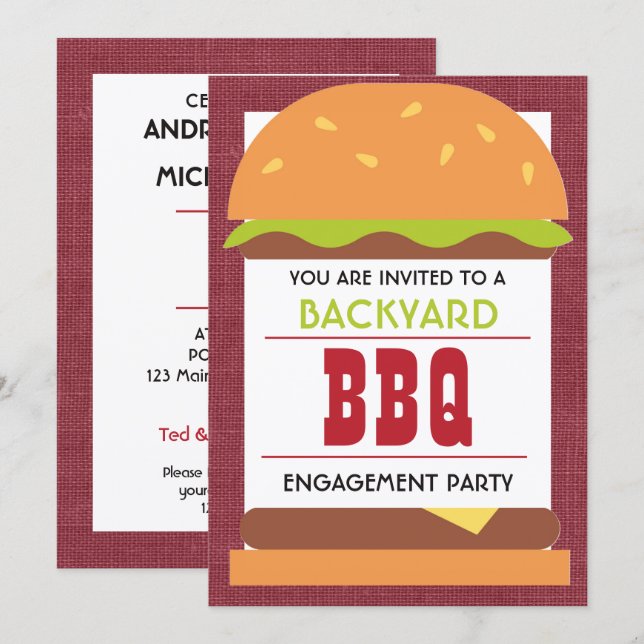 Backyard BBQ Engagement Party Invitation (Front/Back)